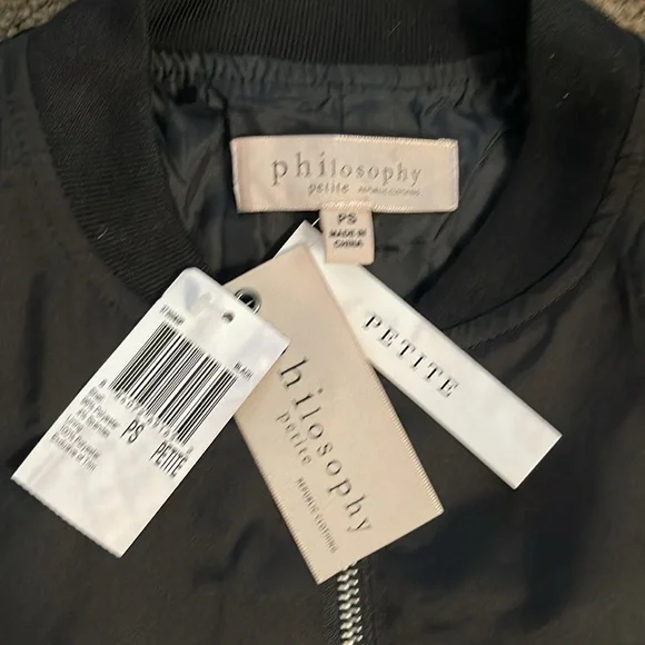 New w/ tag Philosophy bomber jacket coat trendy satin look small women petite - Picture 2 of 4